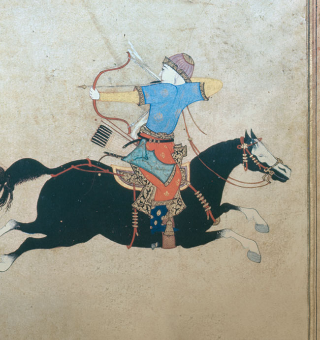 A Turkish horseman drawing his bow, 15th-century Ottoman miniature